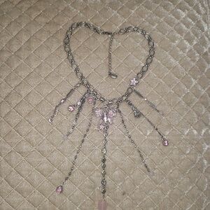 PILGRIM Butterfly Rhinestone Danish Design Necklace Silver